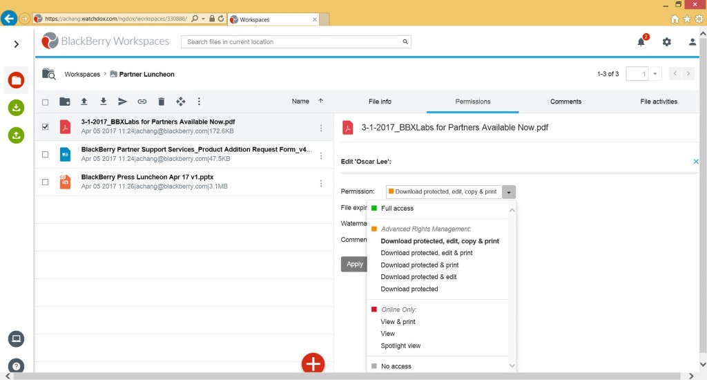 Document Permission Blackberry Workspaces In-House Community