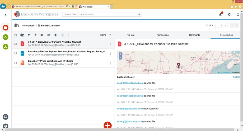 File Activities Blackberry Workspaces In-House Community